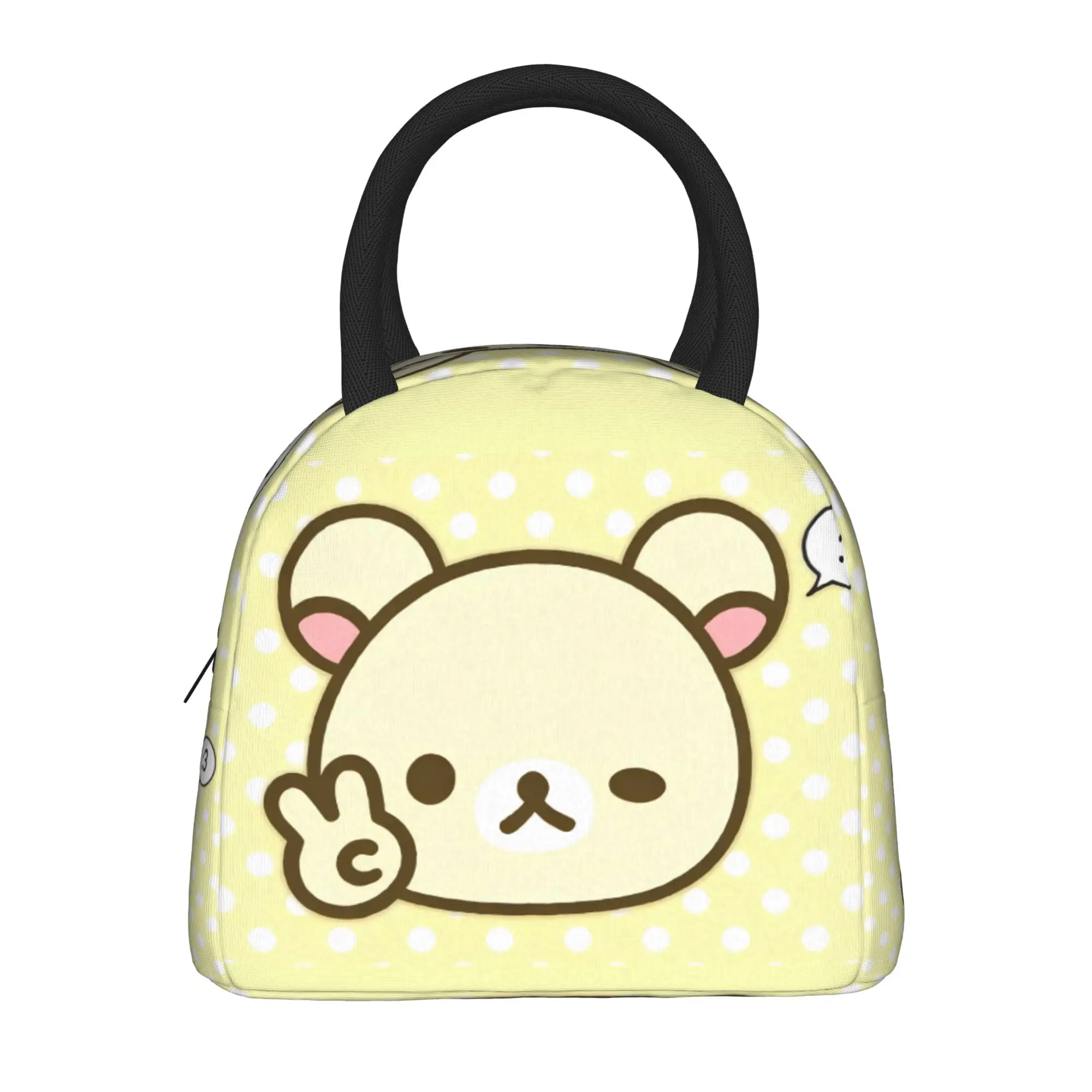 Cute Rilakkumas Bear  Insulated Lunch Bags Cooler Bag Meal Container  Portable Tote Lunch Box Girl Boy Beach  Travel
