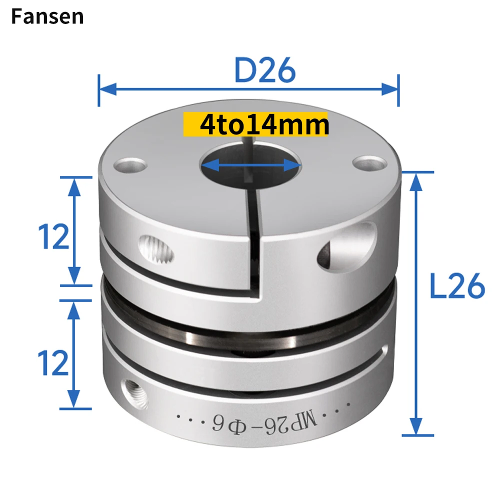 D26 L26mm Diaphragm Coupling Aluminum Alloy Elastic Single Double Diaphragm Coupling Coupling Stepper Servo Motor High Torque