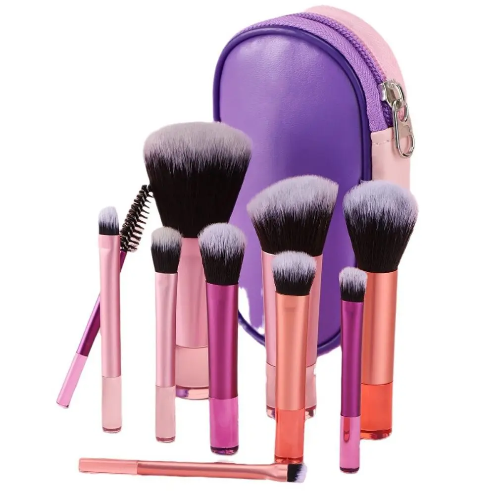 

10Pcs Mini Travel Makeup Brush Set Eyeliner Brushes Multifunction Eyeshadow Brushes Set with Storage Bag Eyebrow Pencil