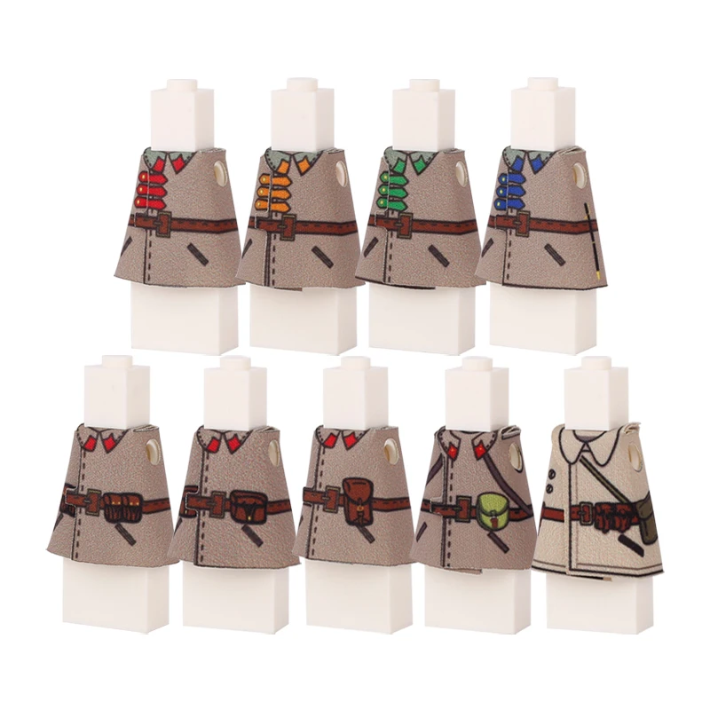 MOC Medieval Castle Rome Knight Cloak Printed Building Blocks Military Soldier Figures Camouflage Overcoat Cape Bricks Kids Toys