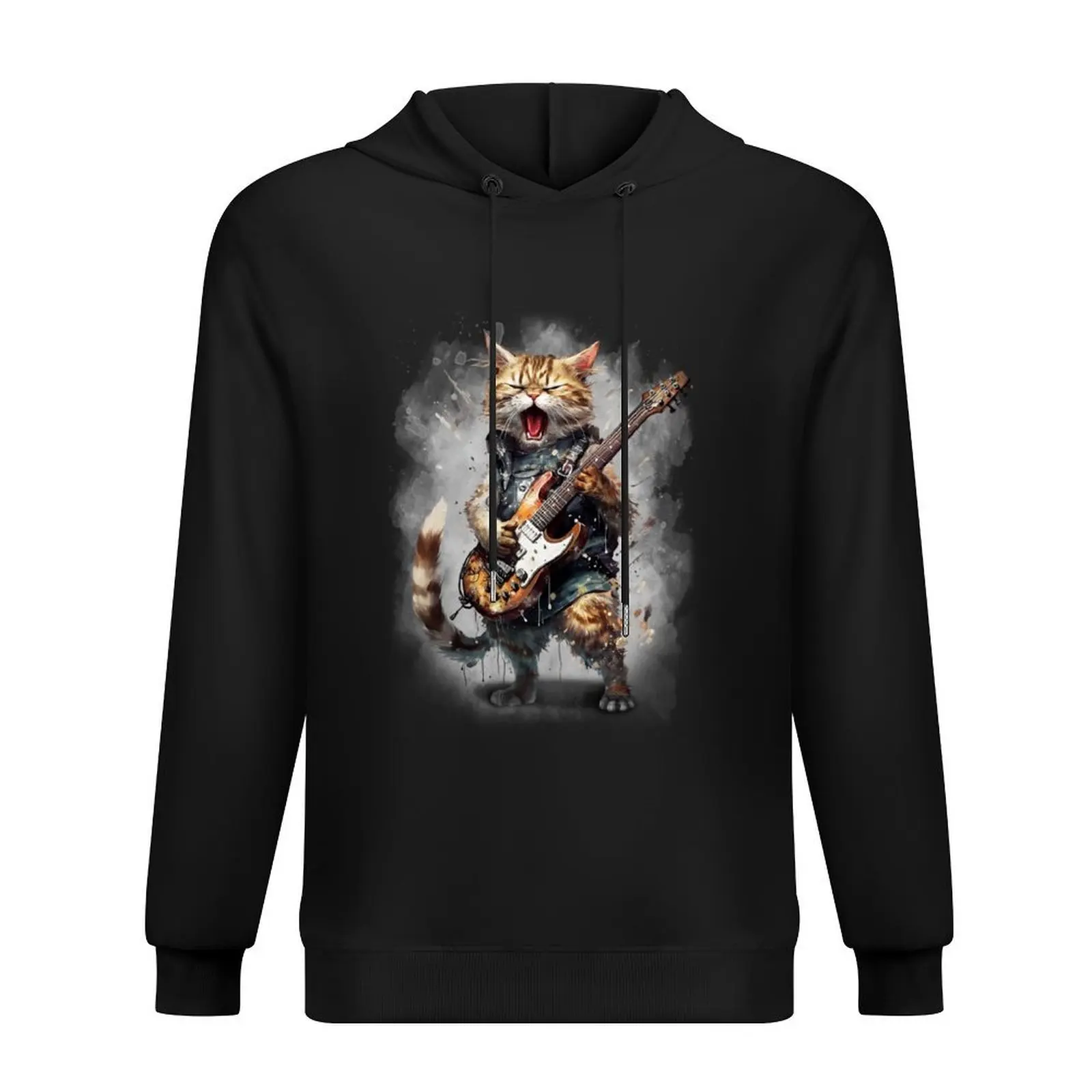 

Cat Singing with Electric Guitar Hoodie anime clothing men's coat autumn new products korean clothes new in hoodies