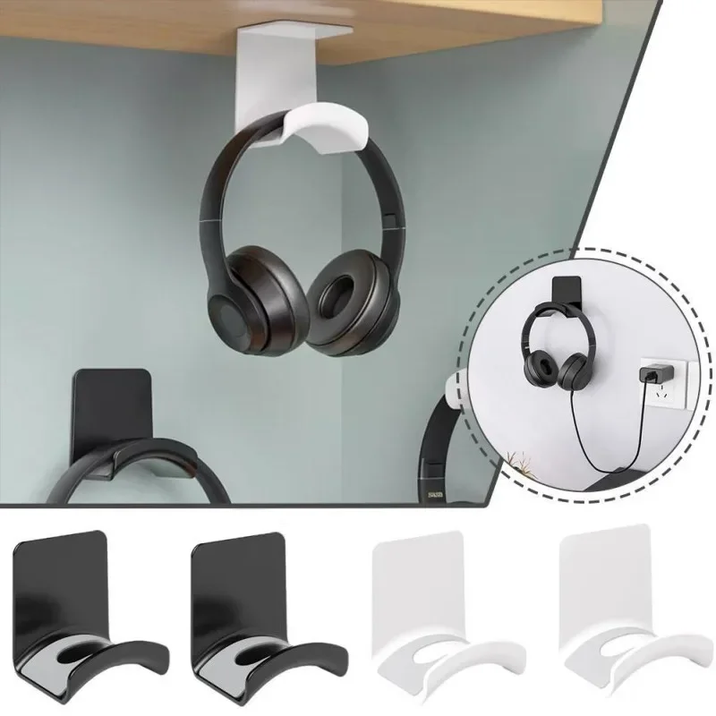 Universal Headphone Stand Adhensive Plastic Wall Mount Hanger Headset Rack Gaming Earphone Holder Support for Home Organizer