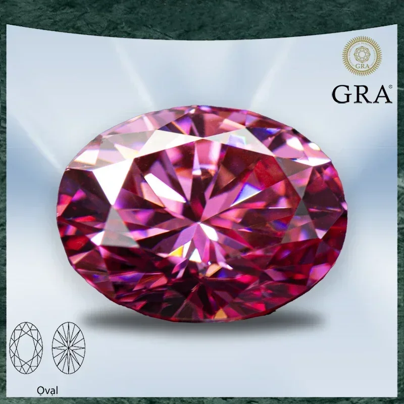 Piedra moissanita de Color rosa, corte ovalado VVS1 con certificado GRA para dijes de piedras preciosas, cuentas para fabricación de joyas