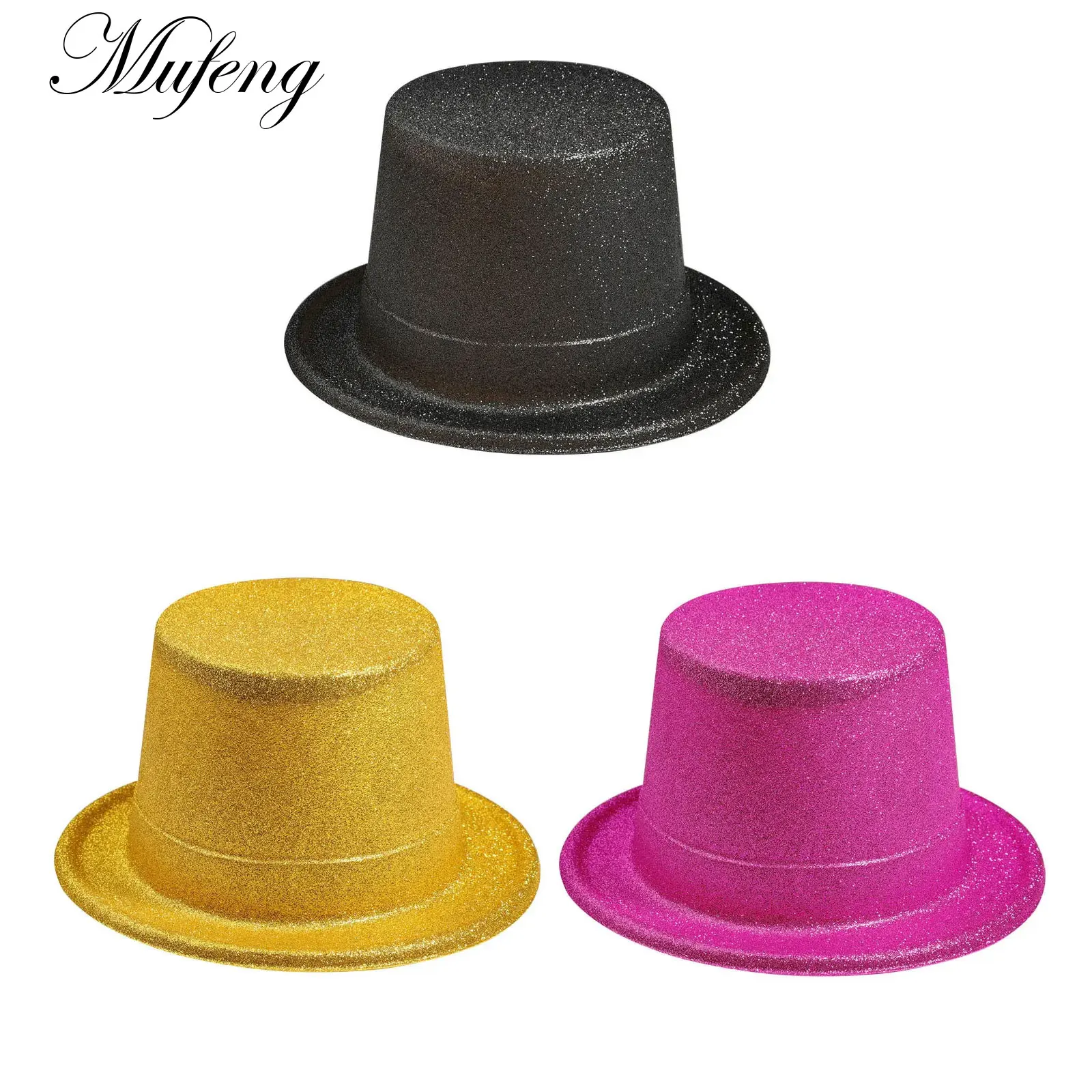 6pcs Men Women Jazz Hats Sequins Decorated Stage Dance Performance Party Holiday Hat Formal Fedoras Party Hat