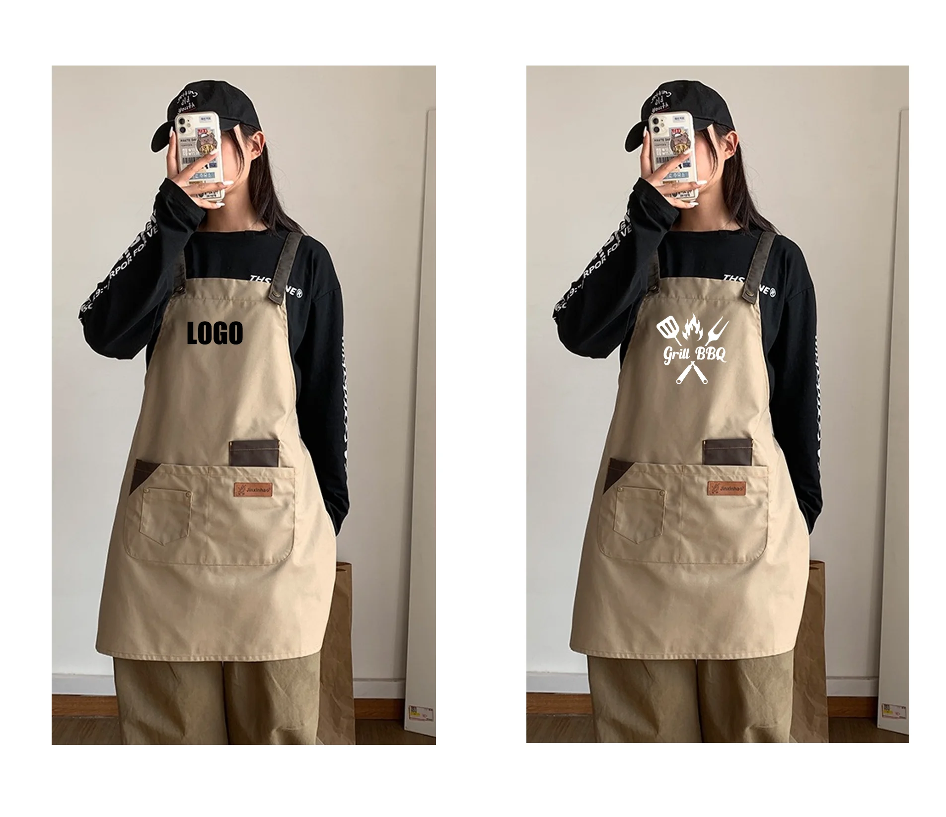 

Фартук для кухни, общественного питания, кофе, чай с молоком, магазин для выпечки, маникюрный магазин, комбинезон для супермаркета, женский индивидуальный принт логотипа