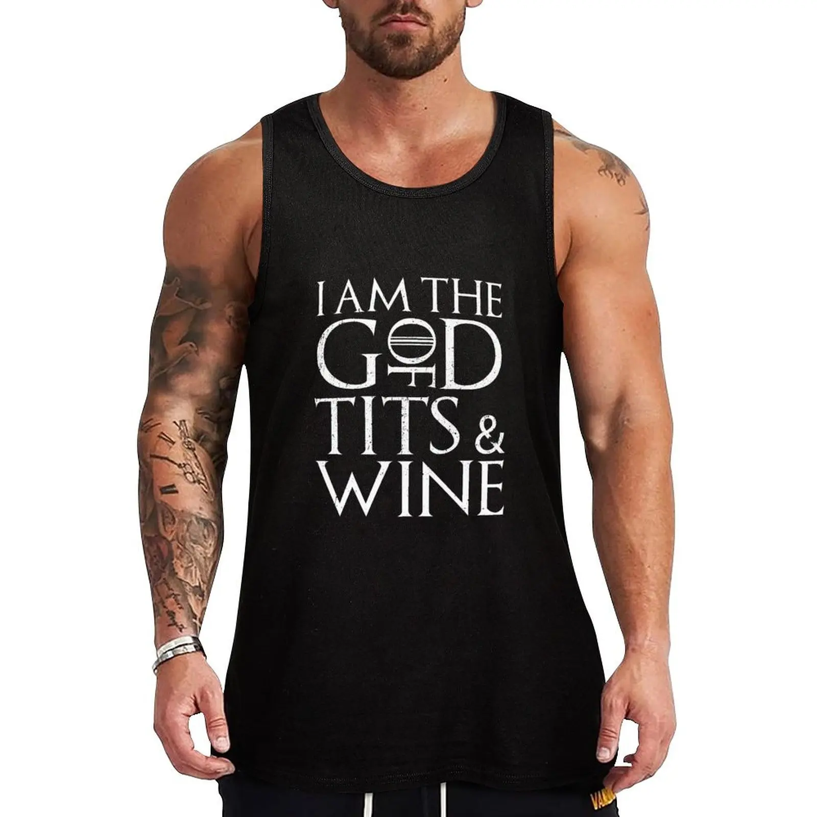 Best Seller: I Am The God Of Tits & Wine Tank Top Running Athletic Tank Top Moisture Wicking Sleeveless