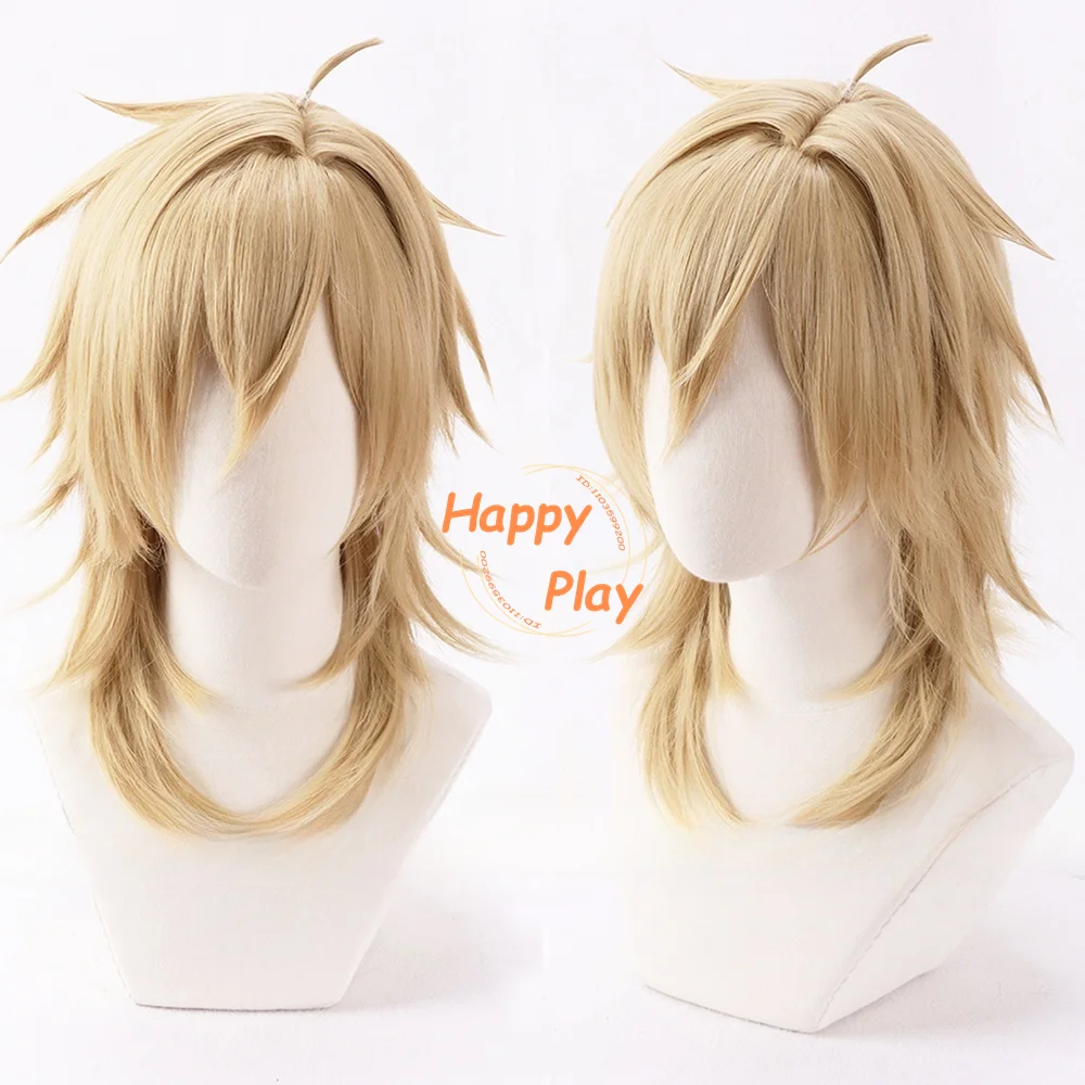 

Synthetic Hair ES Hakaze Kaoru Cosplay Wig Flax Golden 40cm Short Wigs Heat Resistant Simulated Scalp Wig + Wig Cap