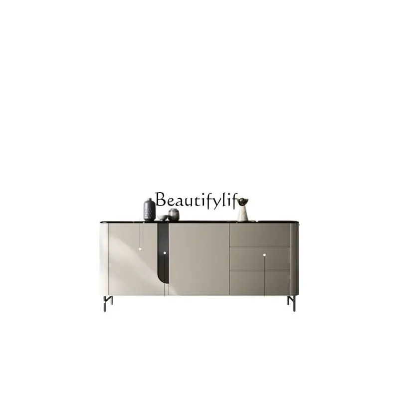 

LJY*Marble side cabinet Italian light luxury minimalist living room storage against the wall high-end modern entrance cabinet