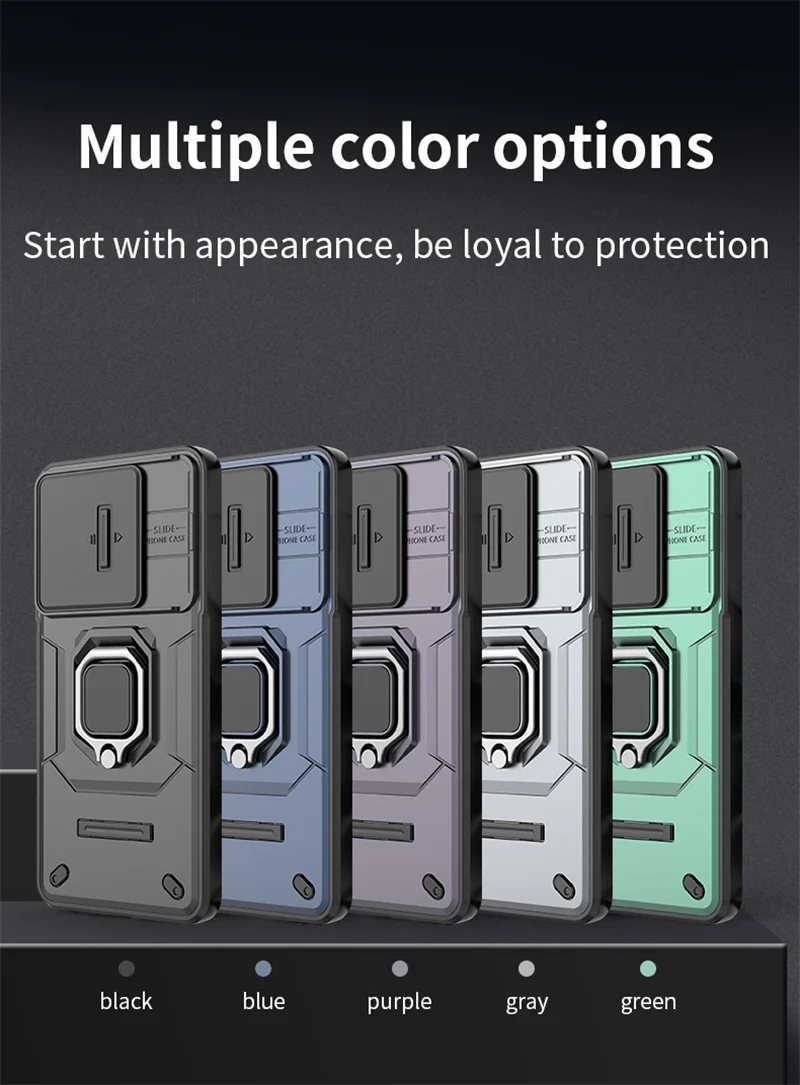 สําหรับ Xiaomi Poco F7 5G 2025 กรณีเกราะกล้องสไลด์แหวน Funda สําหรับ Poco F7 Ultra X7 M7 X6 F6 M6 X5 F5 Pro C75 C65 X 7 ปกหลัง