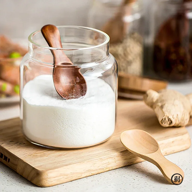 4Pcs Mini Wooden Spoons Small Kitchen Spice Condiment Spoon Sugar Tea Coffee Scoop Short Handle Wood Kids Spoon Kitchen Gadgets