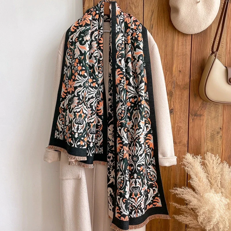 

Осенне-зимнее теплое кашемировое шаль для путешествий, шарф, модное женское роскошное одеяло из пашмины с принтом, женское пончо Bufanda