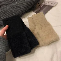 1PC- Warm and Cold-proof Half-finger Gloves for Women in Autumn and Winter, Versatile and Plush, Cute Office Half-finger Gloves 5