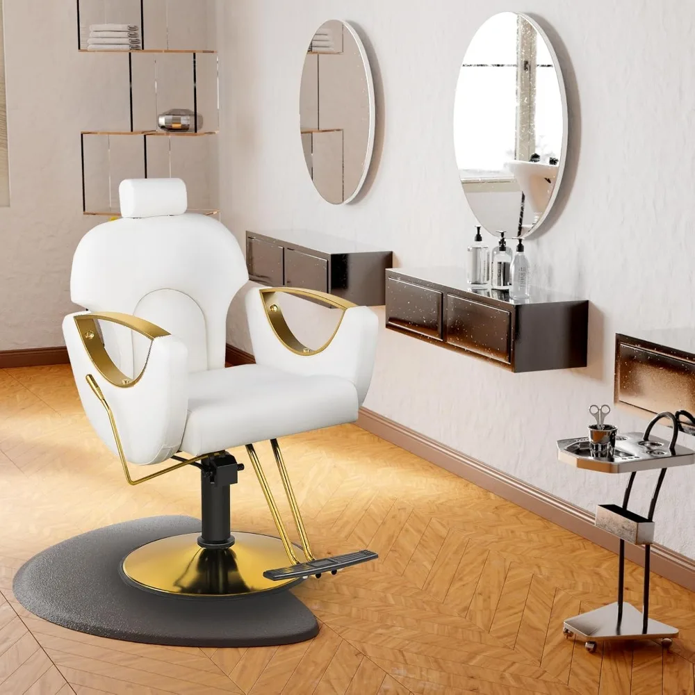 

Reclining Salon Chair for Hair Stylist, Height Adjustable Hair Styling Armchair with 360 Degrees Rolling Swivel, Multi-Function