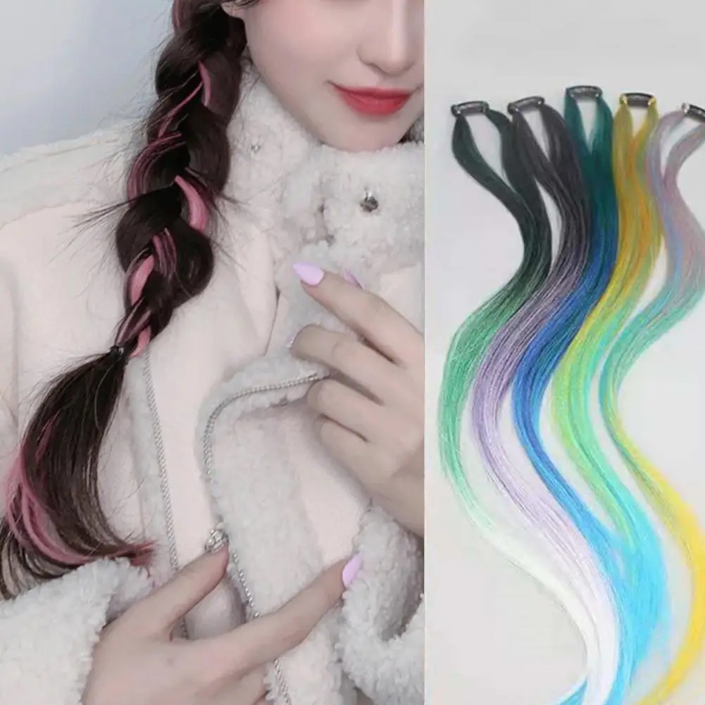 Hanging Ear Wig Braiding Hair Colored Hair Piece Gradient Color Invisible Two Strands Three Color Ombre Hair Extensions Braids