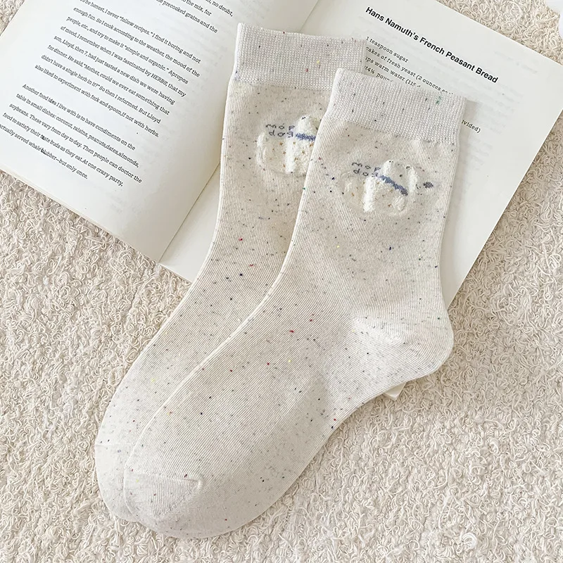 5 pares adorável pelúcia 3d dos desenhos animados urso meias quentes algodão feminino meados de bezerro meias outono inverno meias brancas para meninas de alta qualidade