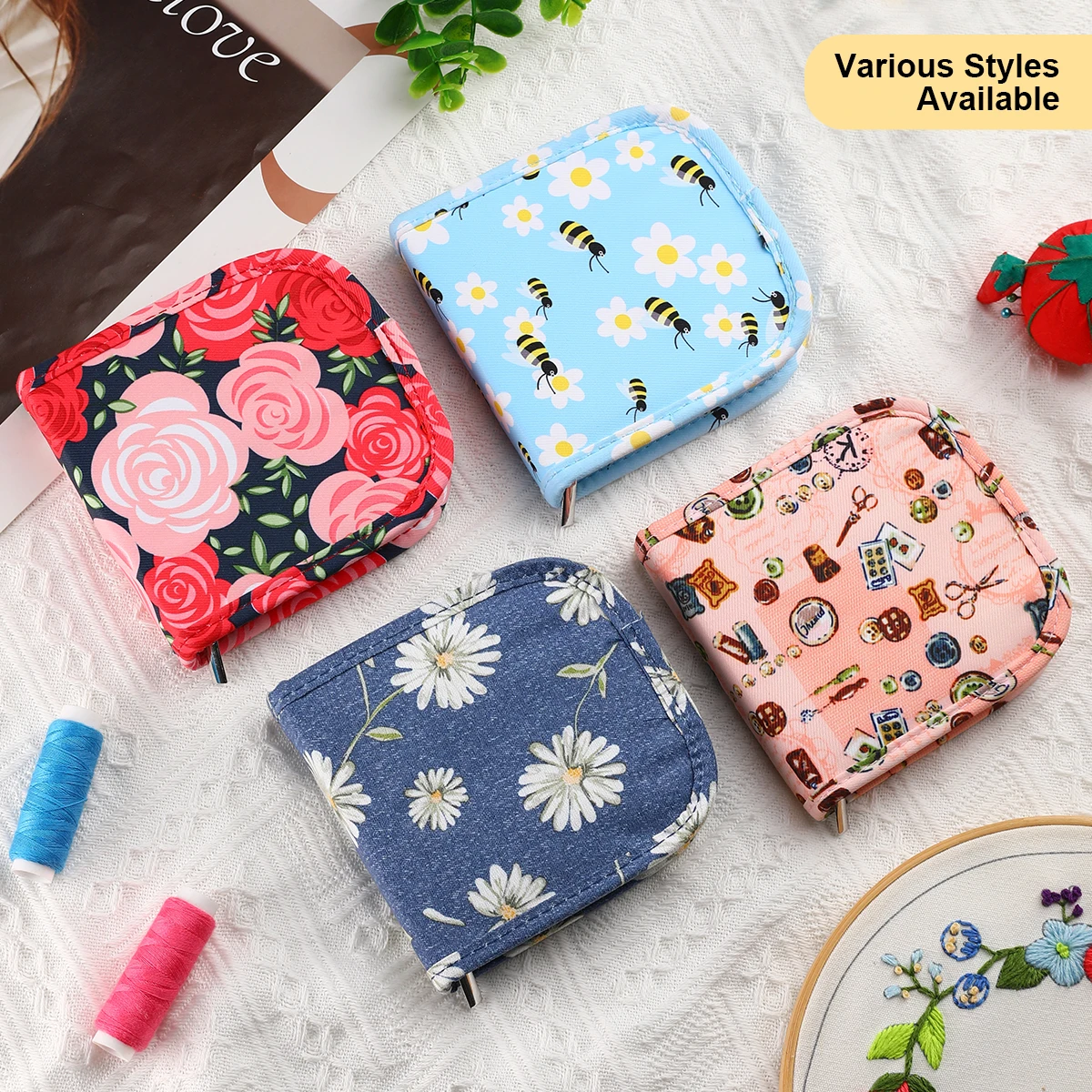 New Empty Sewing Kit Case Waterproof Sewing Needles&Thread Organizer Daisy Pattern Storage Bags for Sewing Tools Accessories