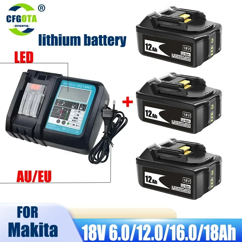 BL1860 Rechargeable Battery 18V 18000mAh Lithium ion for Makita 18v Battery BL1840 BL1850 BL1830 BL1860B BL1850 BLXT 400+charger