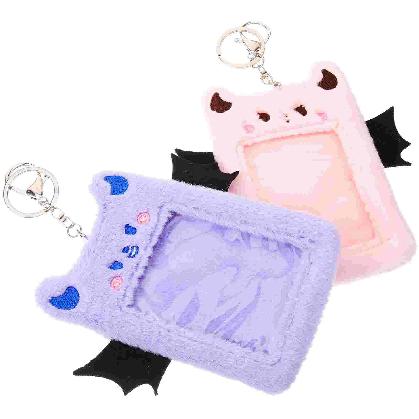 2 Pcs Cute Wallet Plush Card Holder Postcard Sleeve Pendant Id Clip Pink Nurse