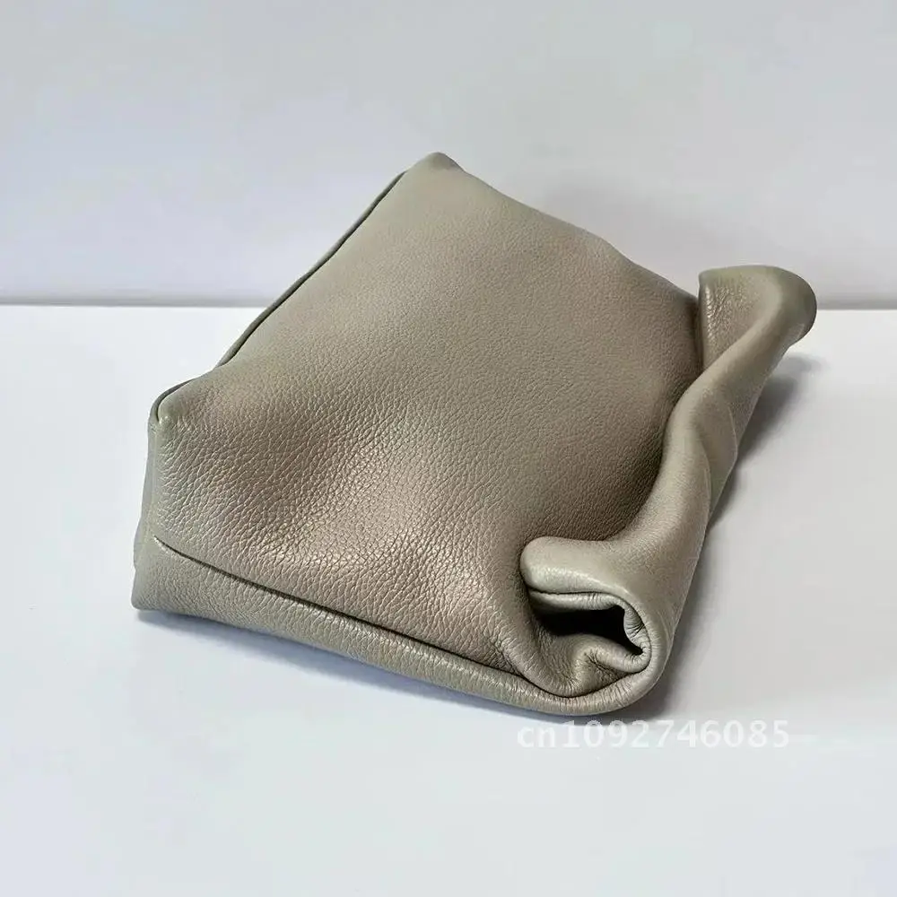 

Motingsome Daily Clutch Bag Soft Thick Cowhide Leather Woman Luxury Pouch Luxury 2023 Handbag Calfskin Purses Bag Hand Folding