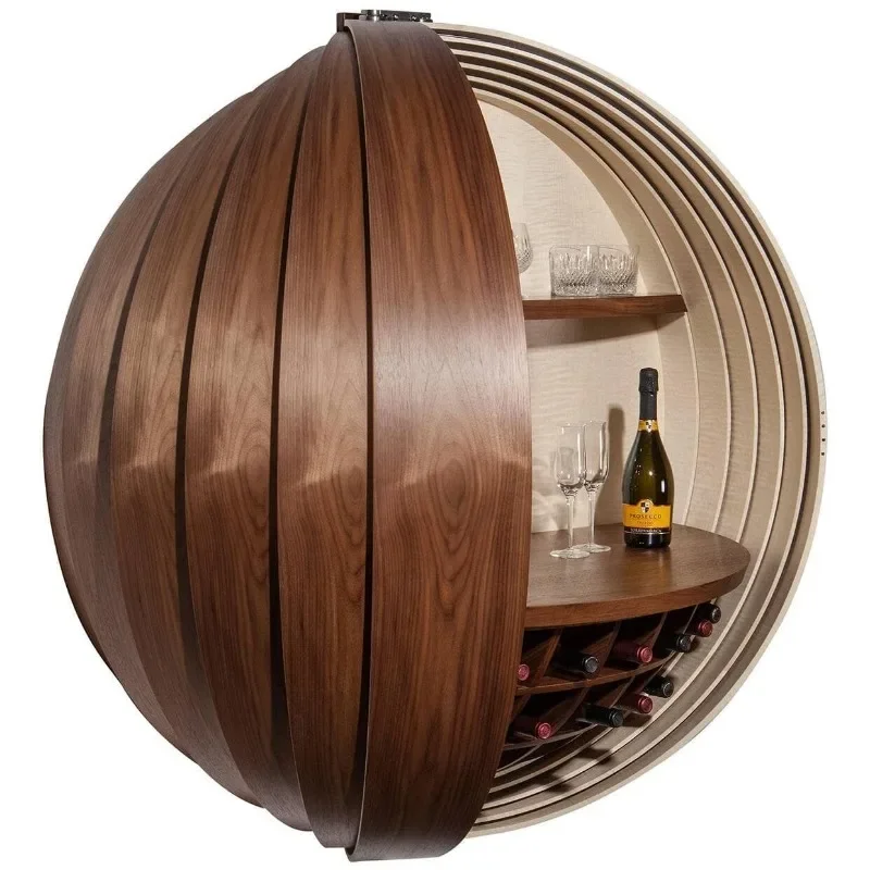 Wall-mounted wine cabinet, solid wood light luxury, suspended side cabinet