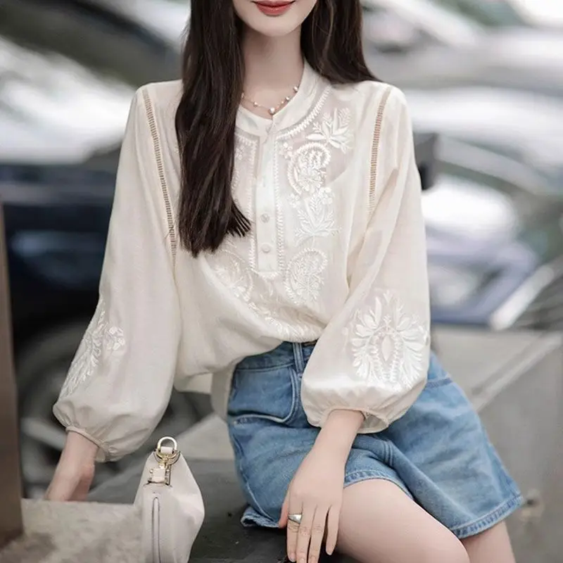 Elegant Fashion Harajuku Slim Fit Blouse Solid Insert O Neck Long Sleeve Tops Women Loose Casual Sweat All Match Female Clothes