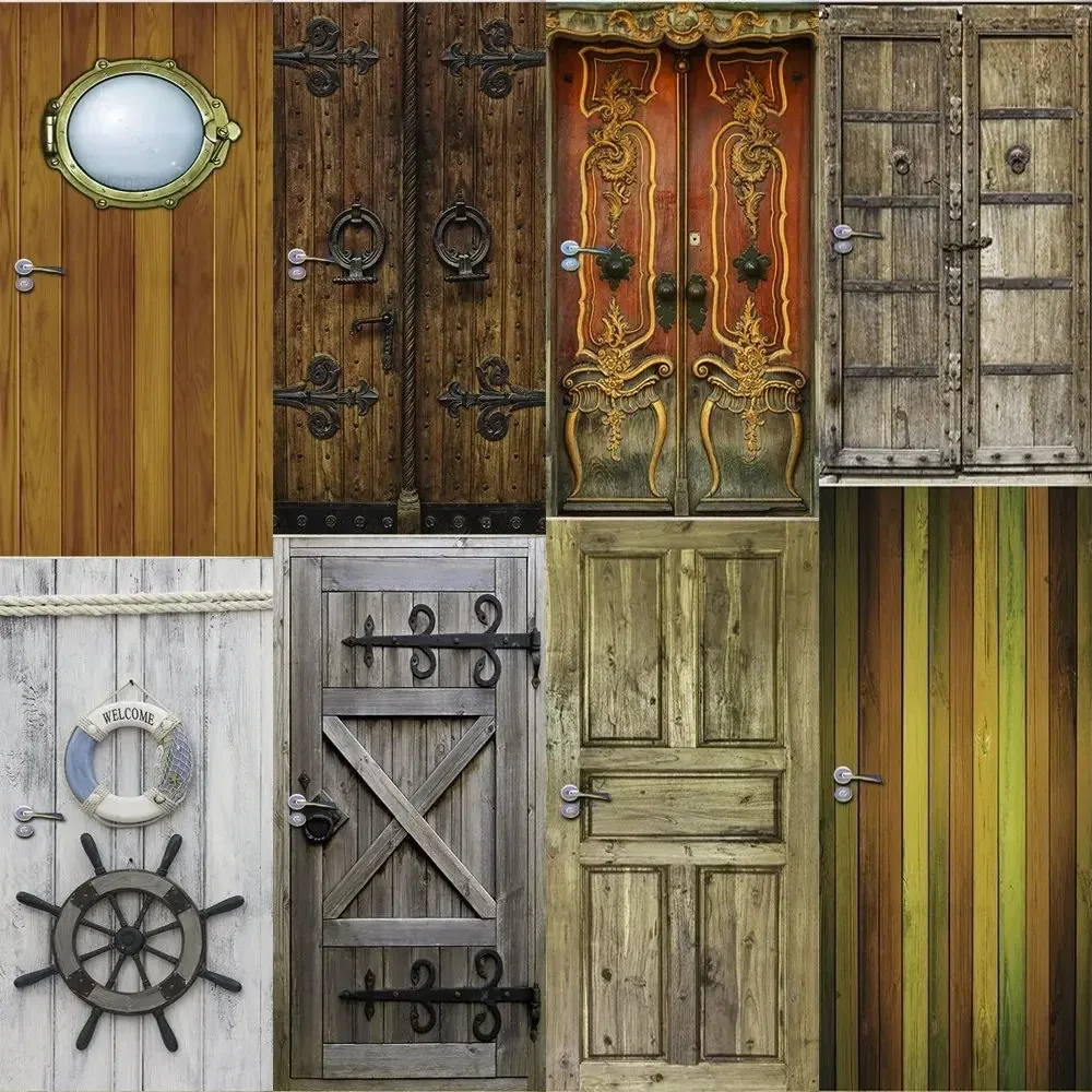 

Vintage PVC Door Sticker with Vintage Wood Grain Design for Renovating Old Doors for Bedroom Home Decor Door Sticker