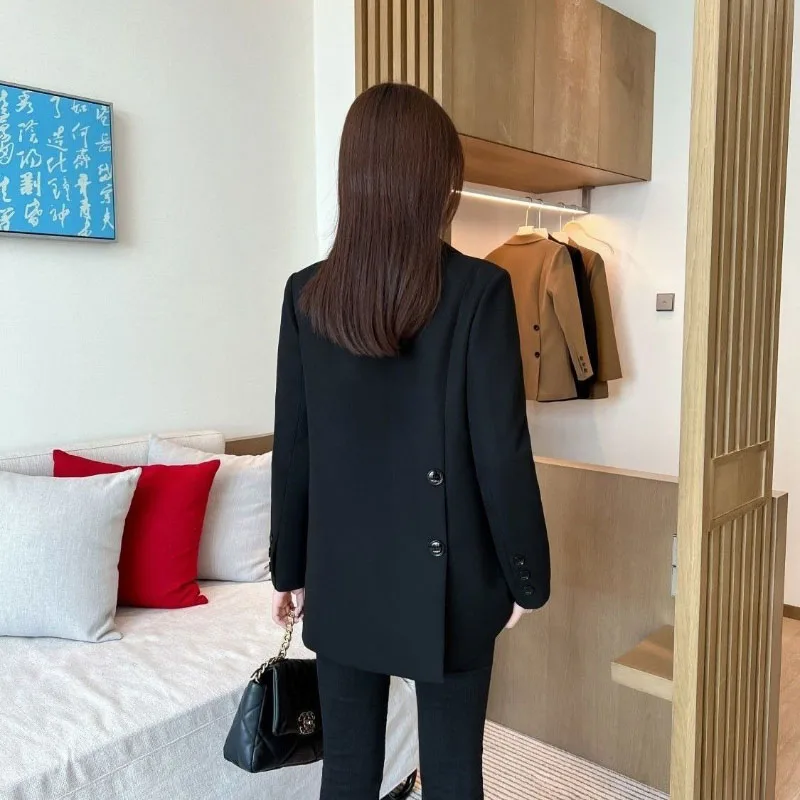 Professional Blazer Jacket Women's Outwear 2024 Spring Autumn New Add Cotton Thicken Warm Loose Long Sleeve Office Suit Tops