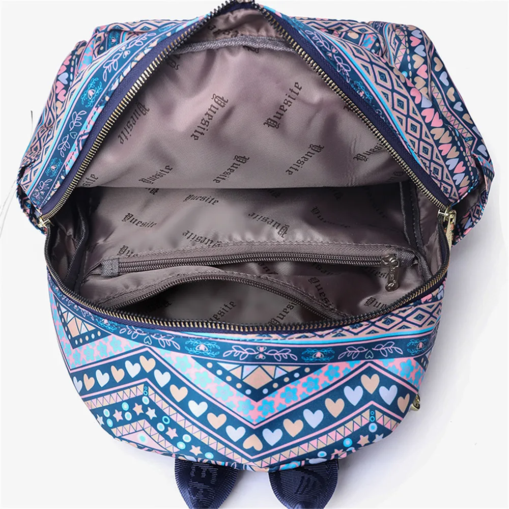 Mochila de viaje informal de gran capacidad para mujer, bolso de hombro con estampado Simple, bolsa de tela de nailon de calidad