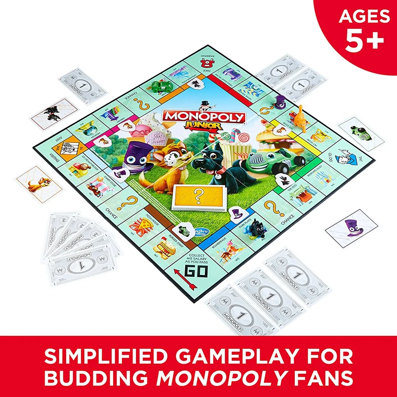 Hasbro Gaming Monopoly Junior Card Game for Kids Board Game Play Card Toy Puzzle Family Party Game Toys for Children Adult Gift