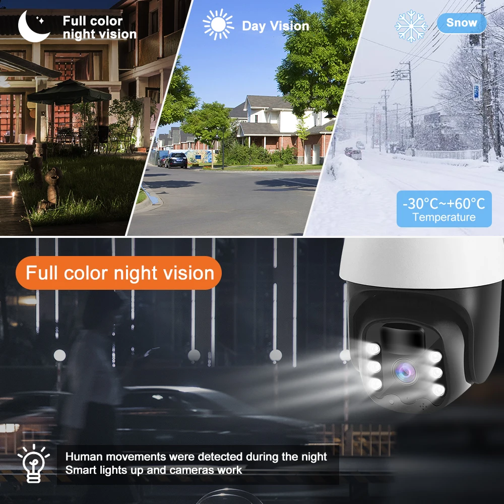 2MP 1080P Metal Case Tuya APP 4G/WIFI IP Camera Solar Power Wireless PTZ Full Color Home Security Intercom CCTV Baby Monitor