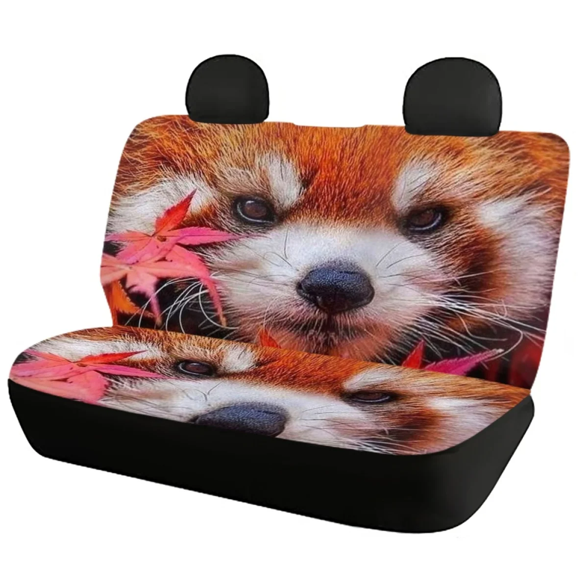 Car Seat Cover Cute Red Panda Print Heavy-Duty Nonslip Front/Back Auto Seats Cover Full Set Universal Most of Vehicle 2023 New