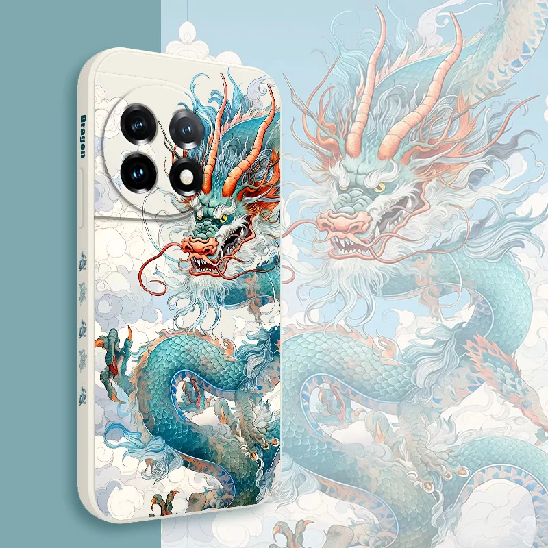 Blue Dragon Phone Case For Oneplus 12 12R 11 11R 10 10R 10T 9R 9RT 9 8T 8 7 7T Pro 5G Liquid Silicone Cover