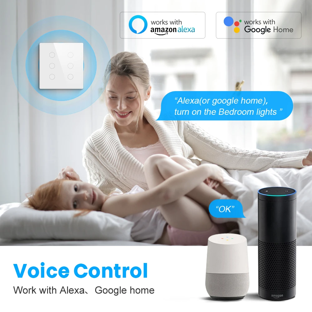 AVATTO Tuya Brazil WiFi  Smart Light Switch 4/6Gang Touch Wall Switch Smart Life APP Remote Control with Alexa Google Home