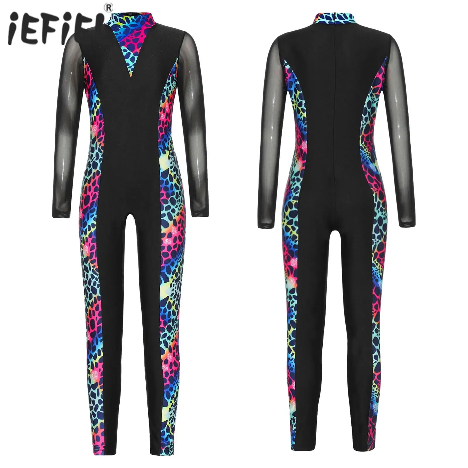 

Kids Girls Ballet Gymnastics Jumpsuit Full Length Leotard Romper Sportwear Long Sleeves Bodysuit Dance Yoga Athletic Unitard