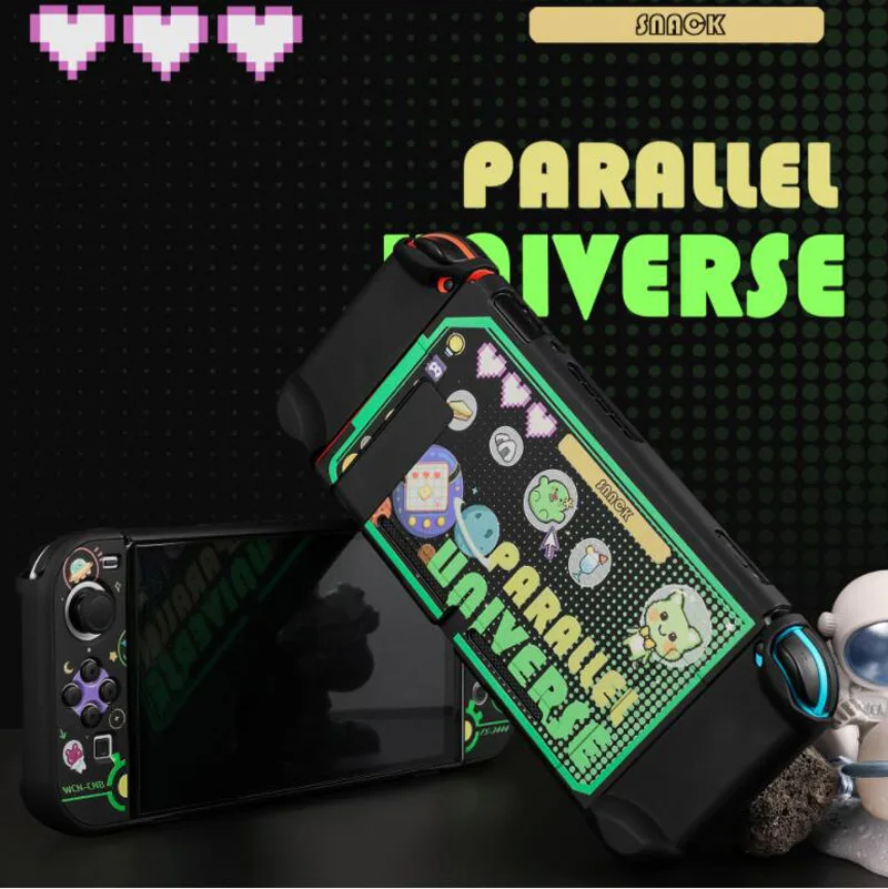 Starry Sky Cat Hard TV Dock Cover Stand Charger Crystal Shell for Nintendo Switch Oled NS Joy-Con Controller Full Protector Case