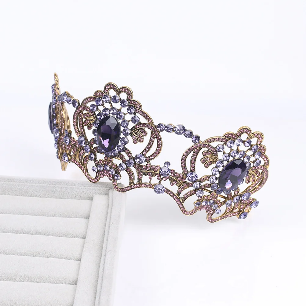 

1 шт., винтажная хрустальная корона, свадебная тиара, уникальный дизайн из фиолетового сплава для свадьбы, помолвки, реквизит для фотосессии, женская корона