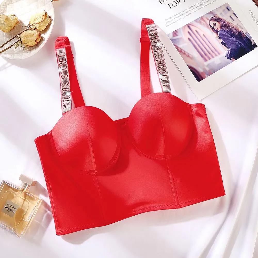 Bra, smooth hot drill adjustment multi-button bra bra bra shape flexible steel ring bra