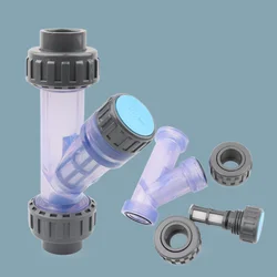 1pc 20/25/32/40/50mm Transparent  PVC Filter Water Supply Pipe Fittings Water Drinking Pipe Purification Adapter Aquarium Filter