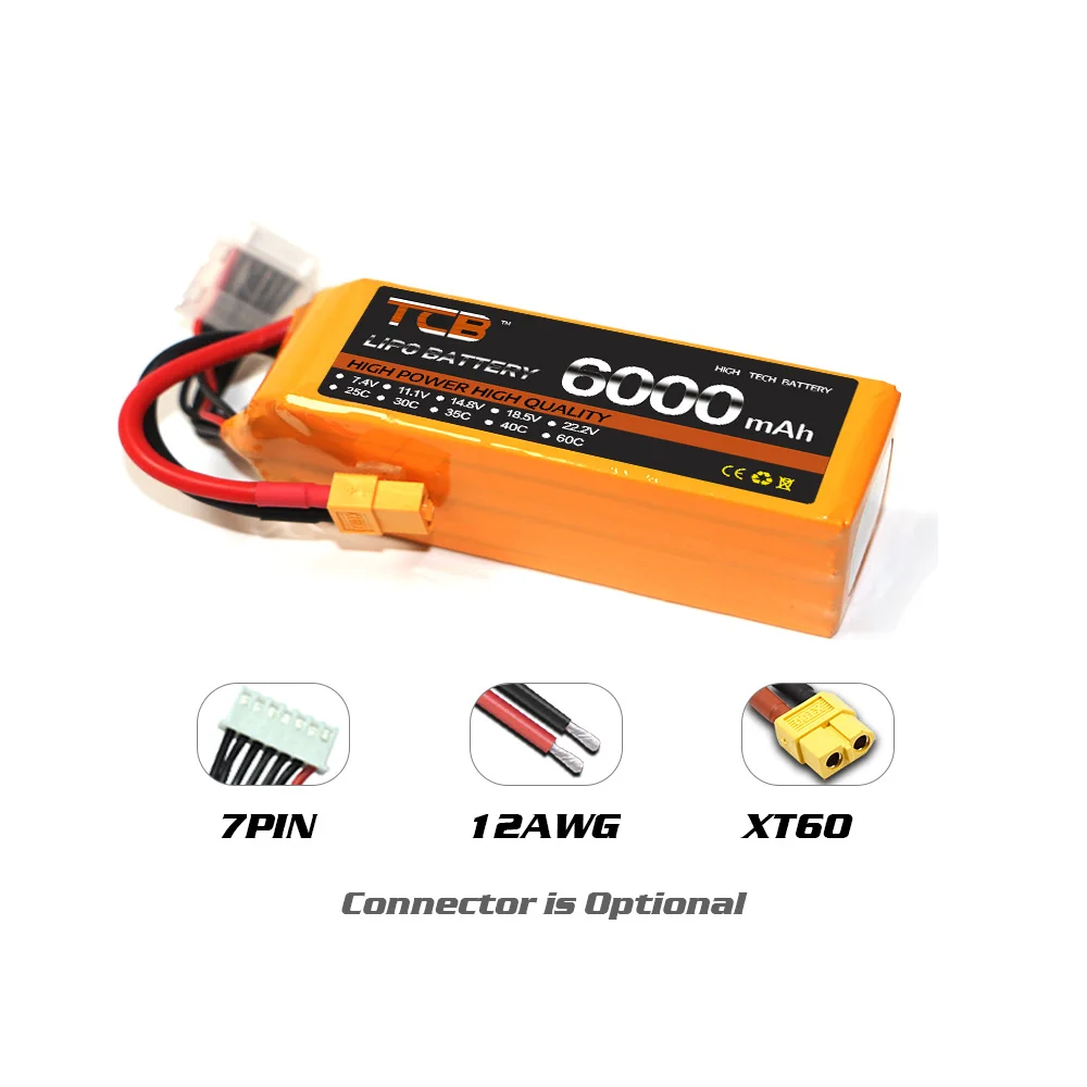 Nieuwe Tcb Lithium Batterijen 6S 22.2V 6000Mah 30c 60c Rc Drone Lipo Batterij Voor Rc Vliegtuig Helikopter Quadrotor Auto Boot Vliegtuigen