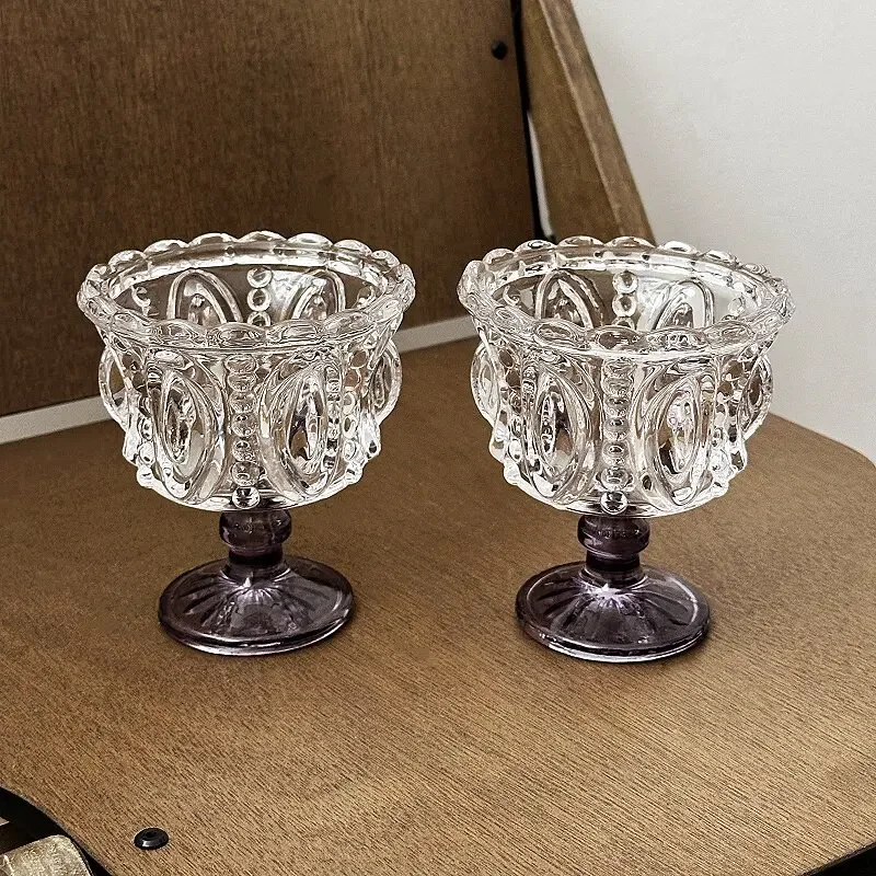 1pcs A Niche Retro Relief Champagne Glass with High Aesthetic Value A Vintage Slightly Tipsy Wine Glass and A Red Wine Cup