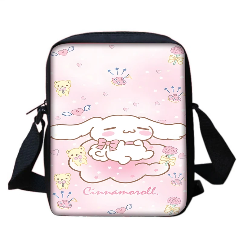 Boy Girls Cute Anime Pink Cinnamoroll Printed Shoulder Messenger Bag Child Casual Handbag Men Women Phone Bag Shopping Bag