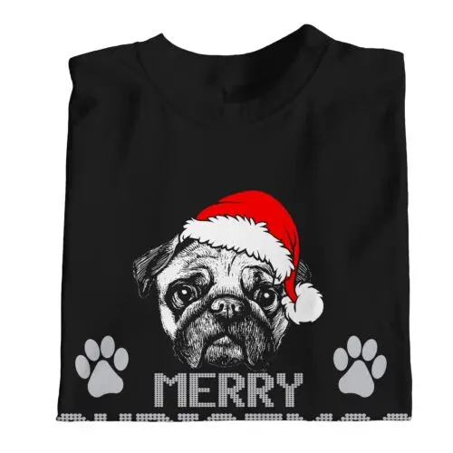 Polarshe-Camiseta de Feliz Navidad para mujer, camiseta de perro Pug, 1