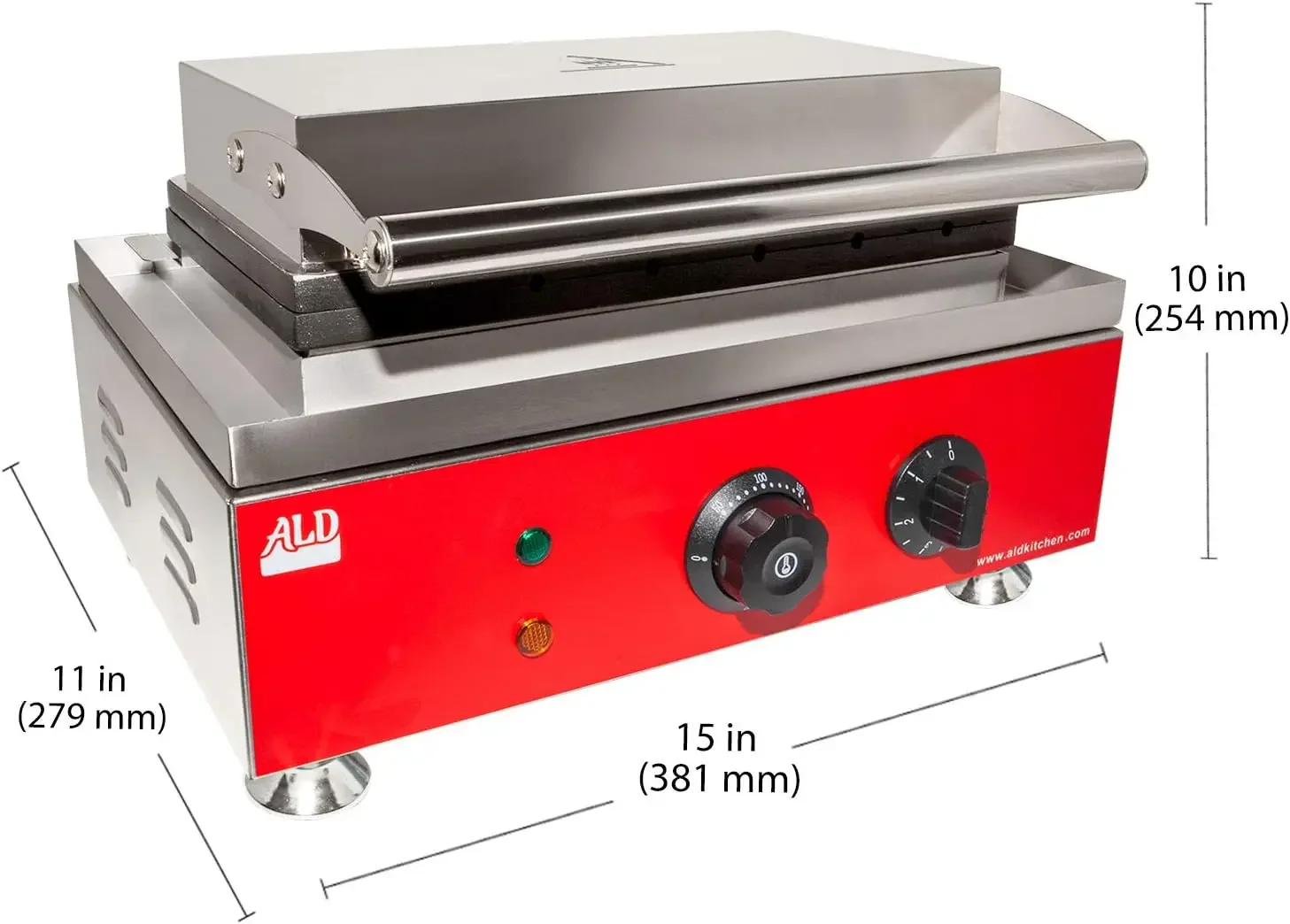 Waffle Dog Maker  Corn Dog Maker with Red Panel for Business  Stainless Steel Waffles on a Stick  110V (6 Waffles)