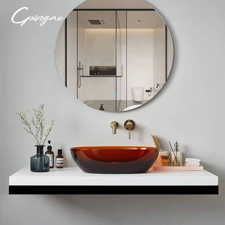 

Transparent Resin Bathroom Basin Oval Washroom Basin Vessel Vanity Sink