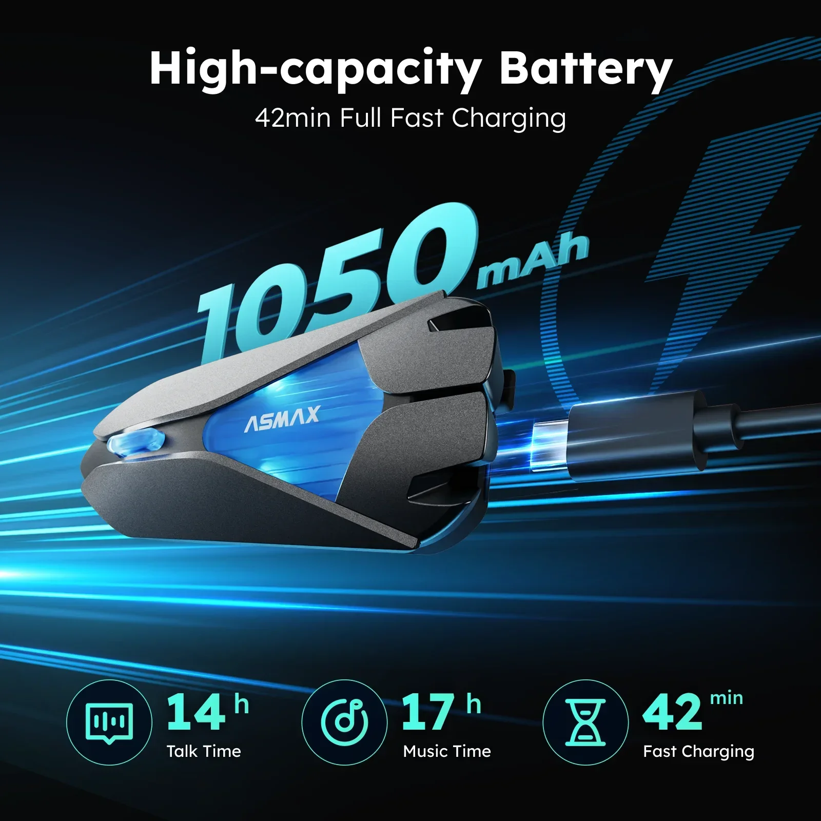 ASMAX Z1 بلوتوث دراجة نارية إنترفون 10 الدراجين شبكة خوذة أنظمة الاتصالات AI التحكم الصوتي سماعة ENC الحد من الضوضاء