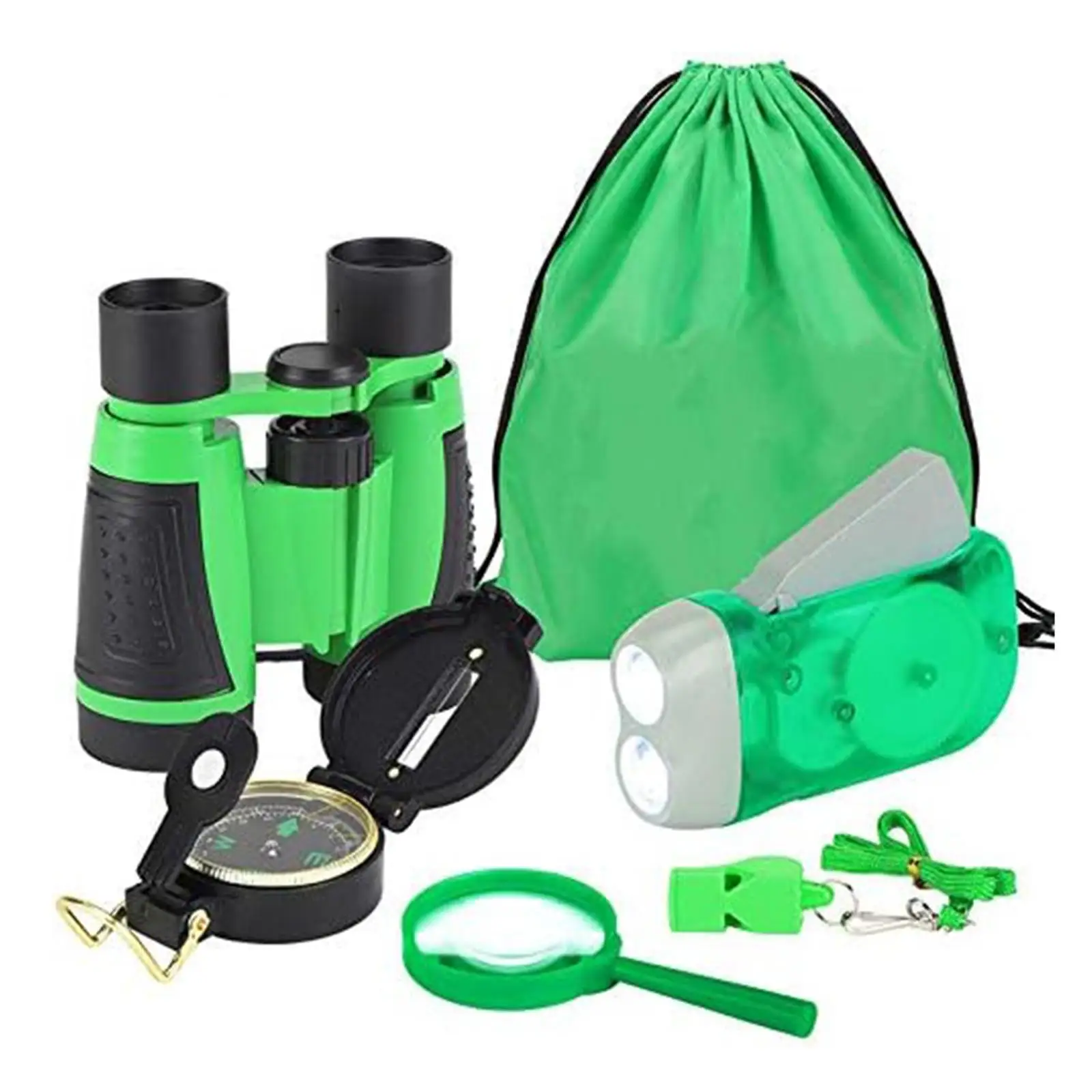 5Pcs Outdoor Explorer Set Outdoor Games Mini Binoculars Hand Cranked Flashlight Educational Toys for Camping Hiking Boys & Girls