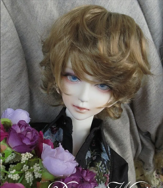 

Mini Collection MSD 1/4,7-8inch SD BJD Doll Brown Short Curling Hair Wig