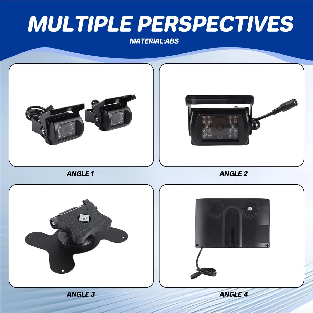 popop 7InWireless Monitor Waterproof Vehicle 2 Backup Camera Kit TFT LCD Monitor Parking Assistance for Bus Houseboat Truck RV