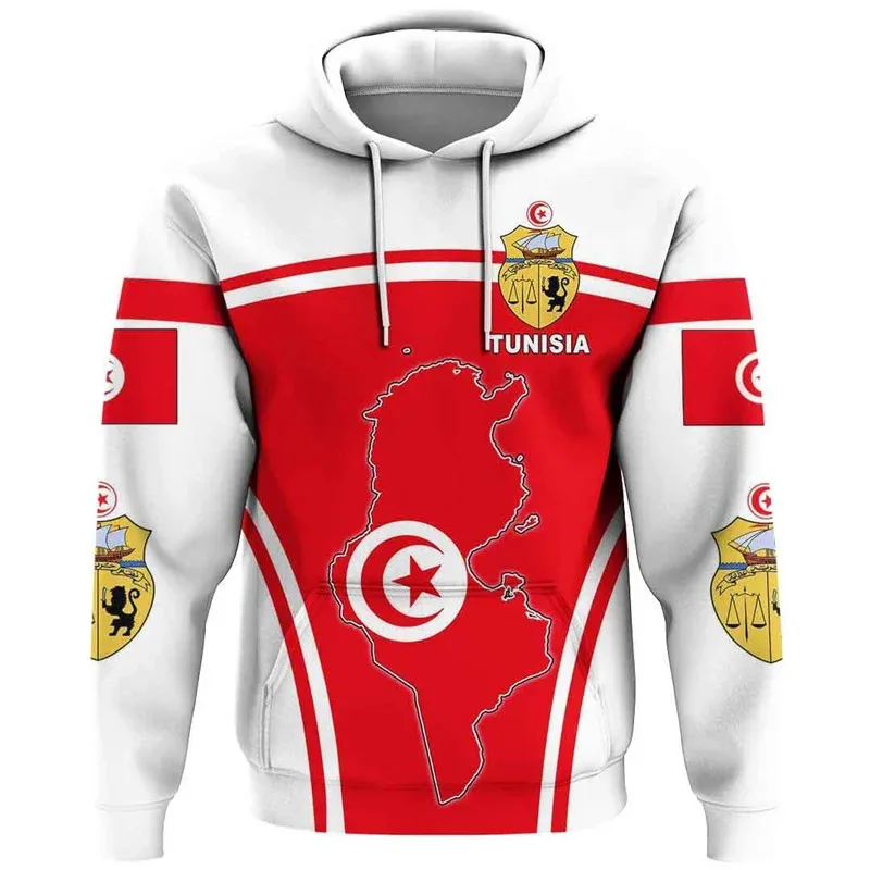 1 Piece Custom Your Picture African Tunisia Flag Hoodie Men 3D Print Graphic Hoodies Long Sleeve Sports Running Hoody Swearshirt