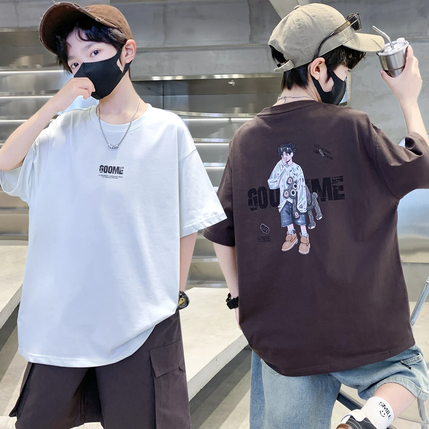 Boys Teen Cotton T-Shirt Summer Collection Cool Feeling Breathable Loose Fit Short Sleeve Casual Style for Children And Teens